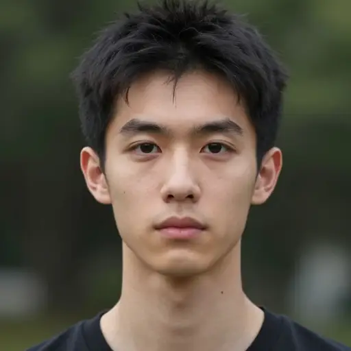 他很高，瘦，有黑头发和黑眼睛。