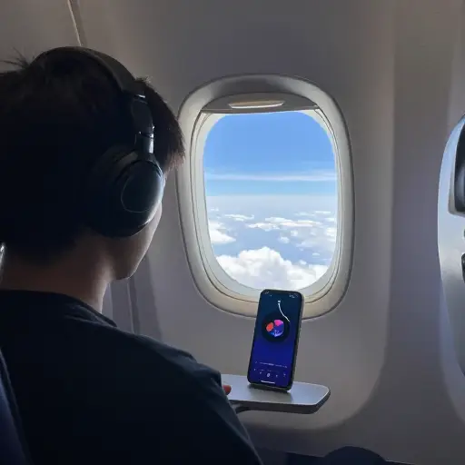 在长途飞行中，我经常听音乐来消磨时间。