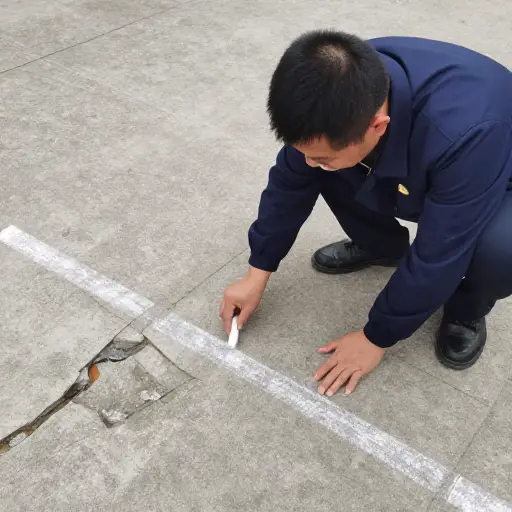 检查员用粉笔线标记了损坏区域以供进一步评估。