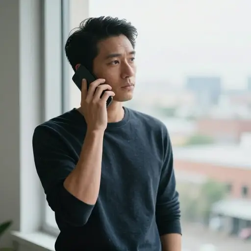 在电话中，他的语气显得遥远且不感兴趣。