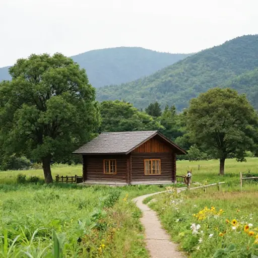 他们的小屋位于一个美丽的乡村环境中。