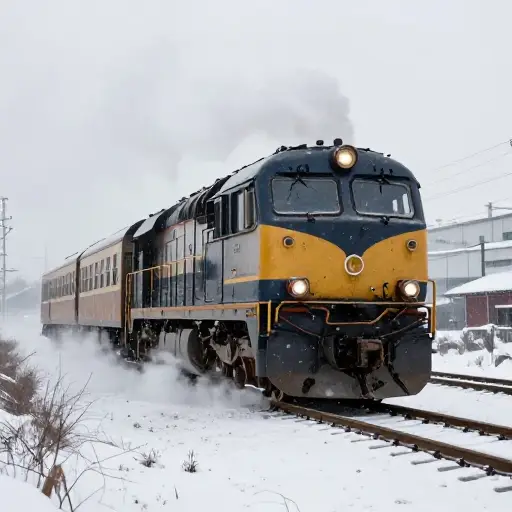 尽管下雪，火车仍在运行。