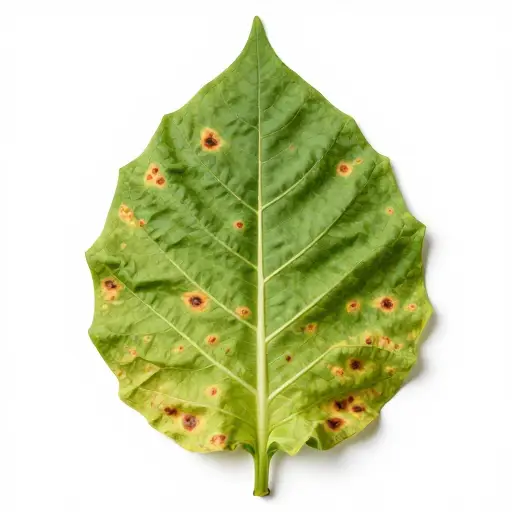 这片烟草叶子显示出典型的花叶病症状。