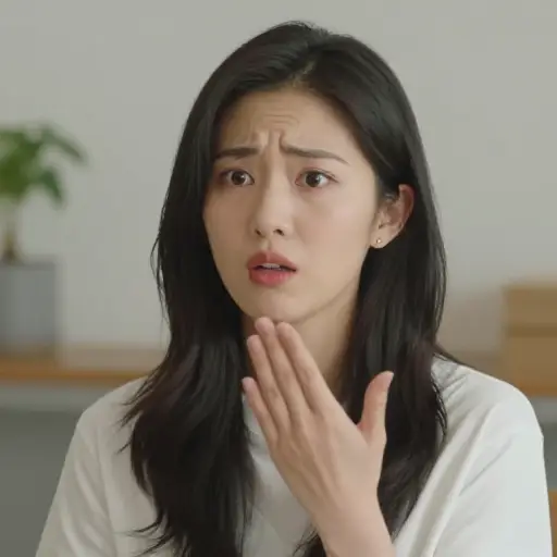 她在句子中间突然停了下来。
