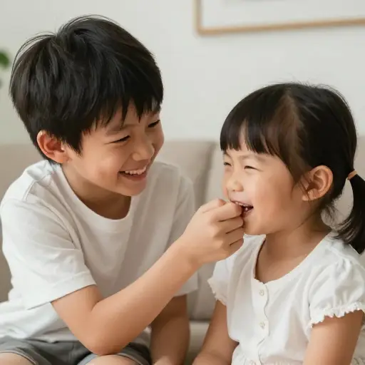 他似乎很喜欢捉弄他妹妹。
