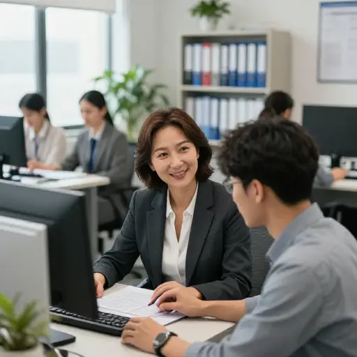 她是这家公司的老员工。