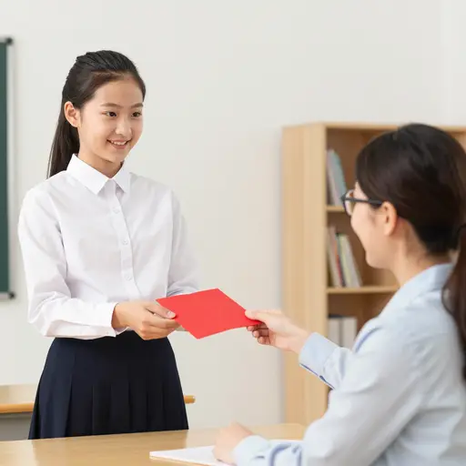 她送给老师一张贺卡。