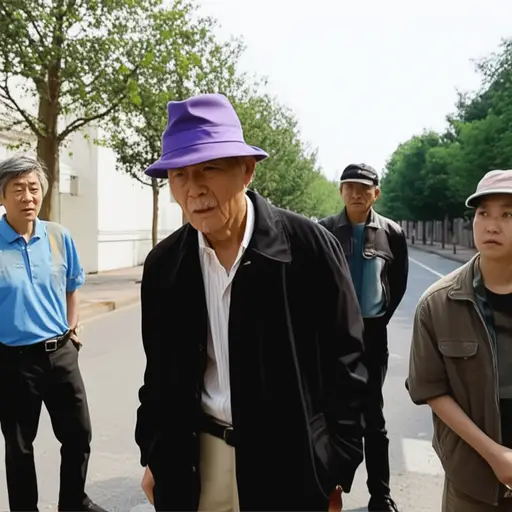 邻居们都说那位总戴着一顶紫色帽子的老先生是个怪人。