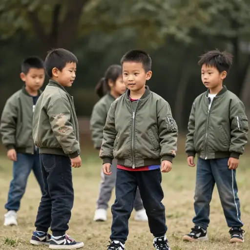 孩子们经常穿邋遢的飞行员夹克。