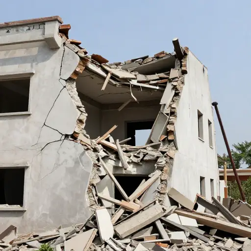 地震后，建筑物的结构变得脆弱。