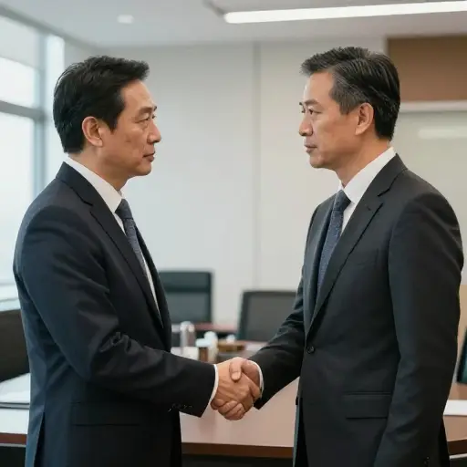 他们正式地握手。