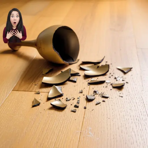 他不小心把花瓶摔在地上砸碎了。