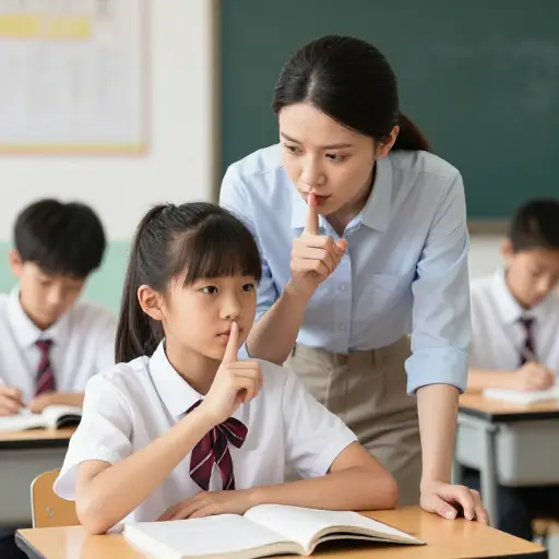 老师小声责备学生，以免打扰别人。