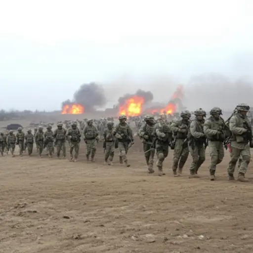 士兵们迅速突袭了敌方阵地。