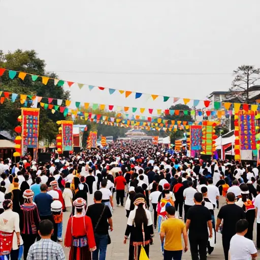 节庆场地上挤满了来自全国各地的游客。