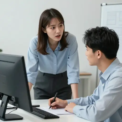 她催促她的同事完成报告。
