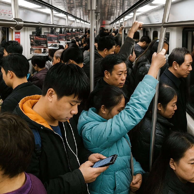 地铁在上下班高峰期非常拥挤。