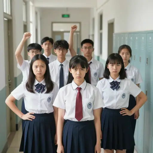 叛逆的学生们抗议新的校规。