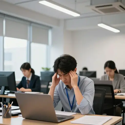 办公室里刺眼的灯光让我头痛。
