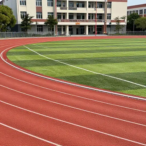 学校后面有一条现代化的田径跑道，用于跑步项目。