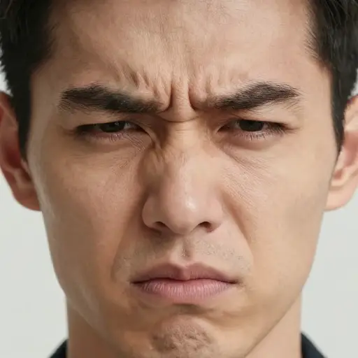 他脸上带着皱眉。