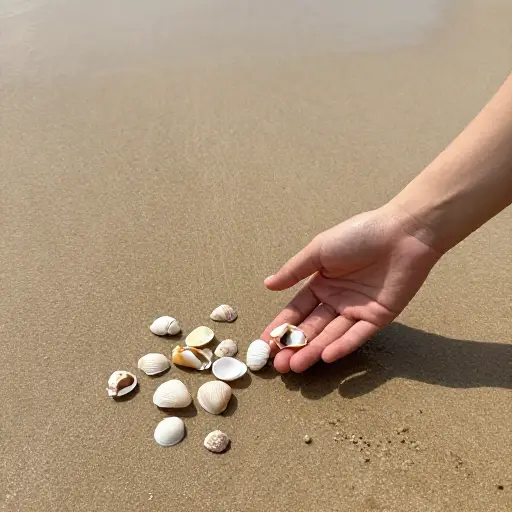海滩上有数不清的贝壳，根本捡不完。