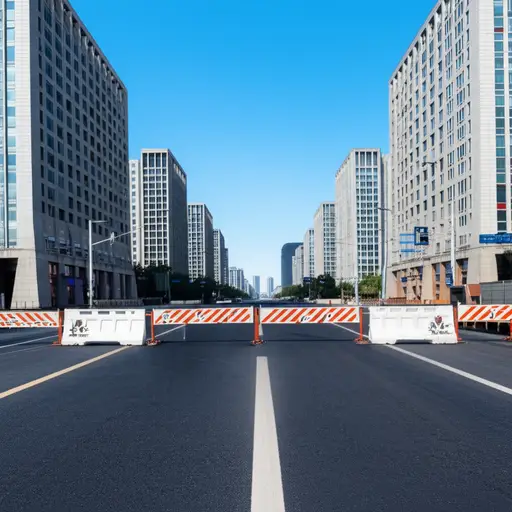 关闭主干道后，这座城市实际上被分成了两部分。
