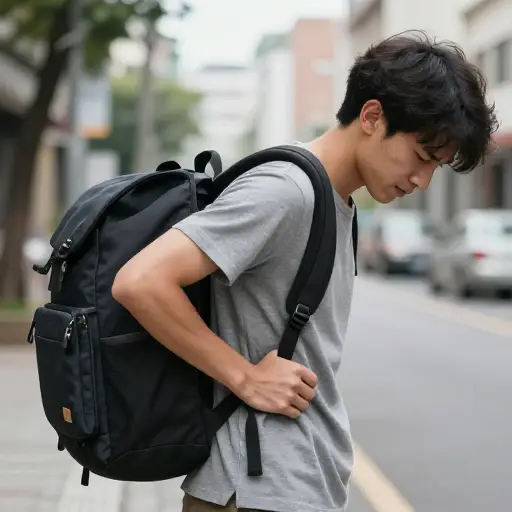 我到处带着笔记本电脑，结果背疼了。