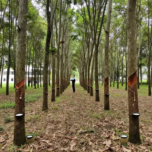 这个研究中心有一个大型的橡胶树种植园用于生态研究。