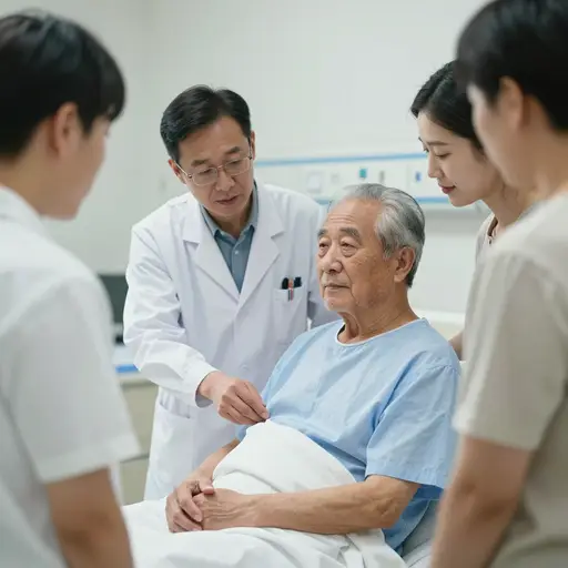 医生昨晚给那位老人做了手术。