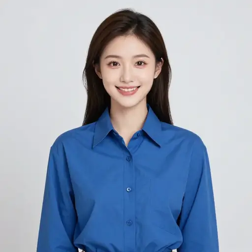 她今天穿了一件漂亮的蓝色衬衫。