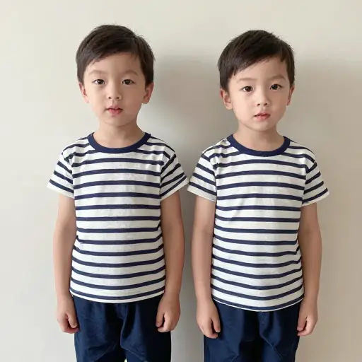 很容易混淆这对双胞胎，因为他们穿得一样。