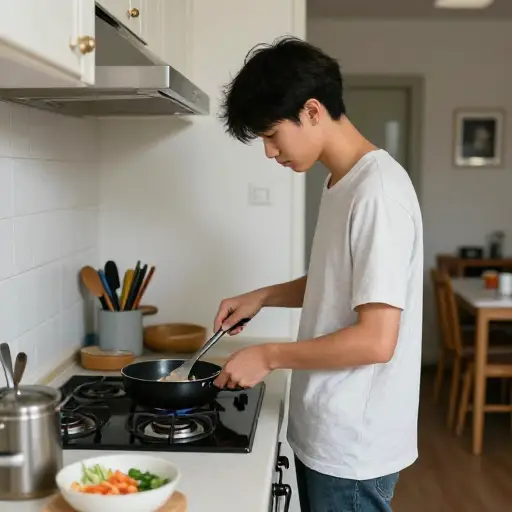作为一名预算紧张的学生，我经常在家做饭以省钱。
