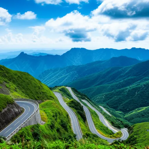 这片山区以其陡峭的山路和美丽的风景闻名。