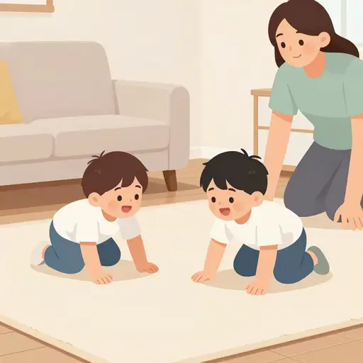 孩子们喜欢在屋子里手脚并用地走。