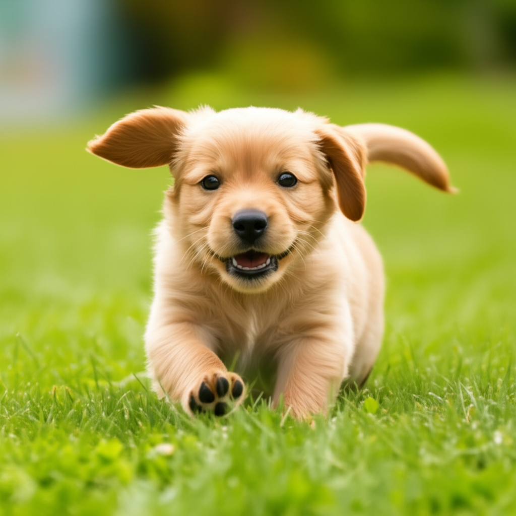 这是一只金毛寻回犬幼犬。
