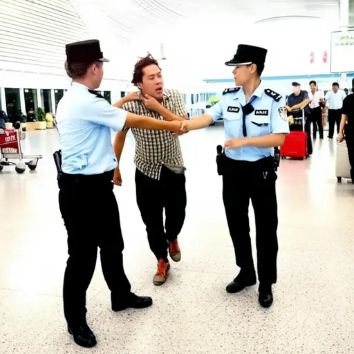 警察在机场拦截了那名嫌疑人。