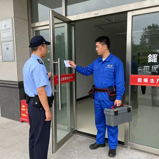 他通过假装成维修工成功进入了大楼。