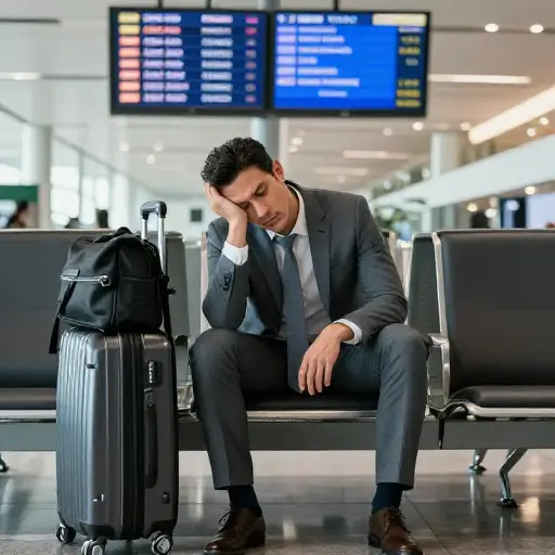 他对他不得不做的所有旅行感到厌烦。
