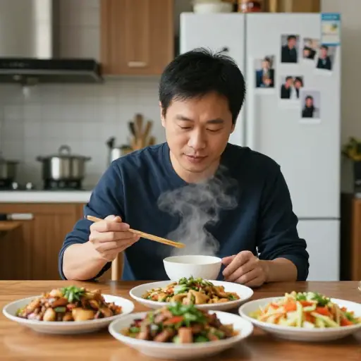 他很少吃快餐，因为他更喜欢家常菜。