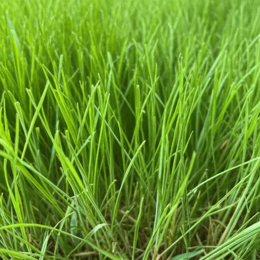 新长出的草比周围的叶子颜色更绿。