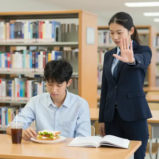 图书馆内禁止吃东西。