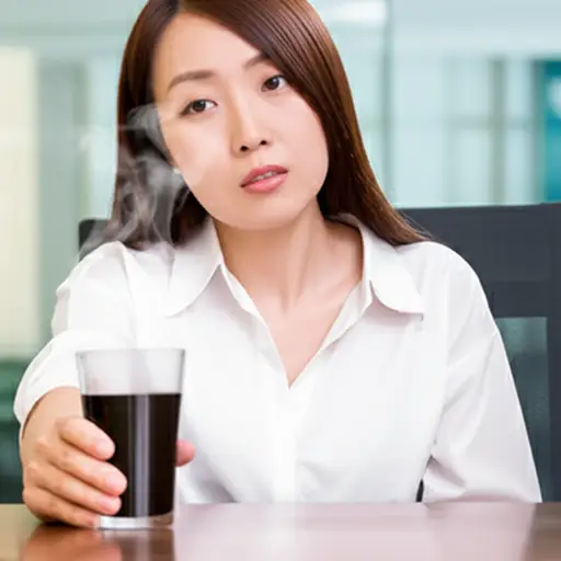 她急需一杯咖啡来提神。