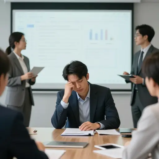 困在无聊的会议中，我不得不忍到结束。