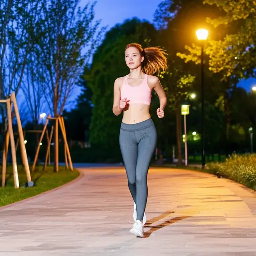 她每天晚上都跑步保持健康。