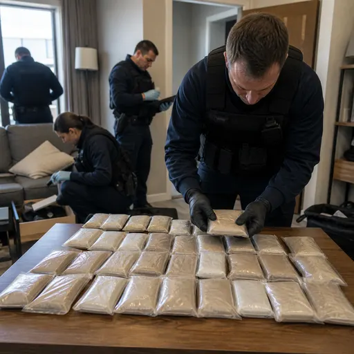 警方在他的公寓里发现了大量海洛因。
