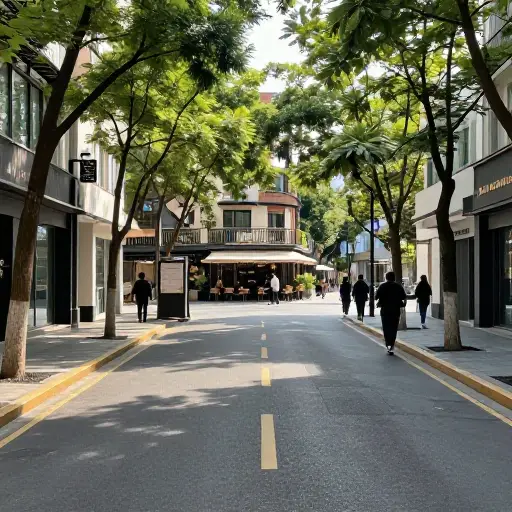 沿着这条街走五分钟就有一家很不错的咖啡馆。