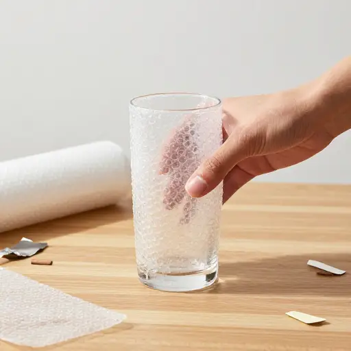 包装易碎品时，使用气泡膜保护易碎物品。