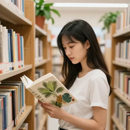 她在图书馆找到了一本关于热带植物的植物学著作。