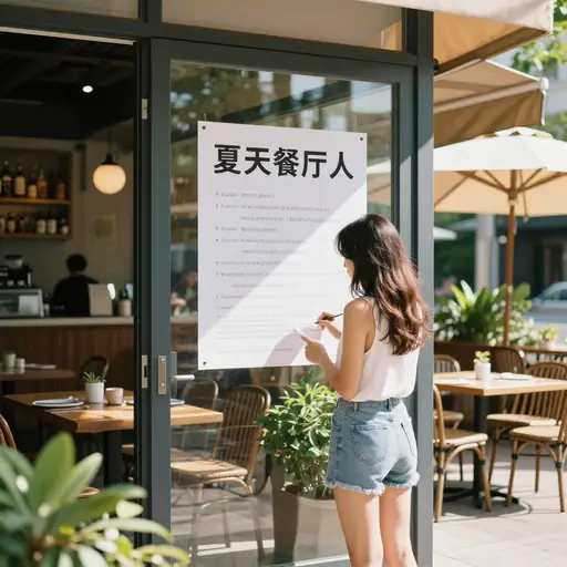 我看到一家餐厅在六月到八月期间招聘女服务员。